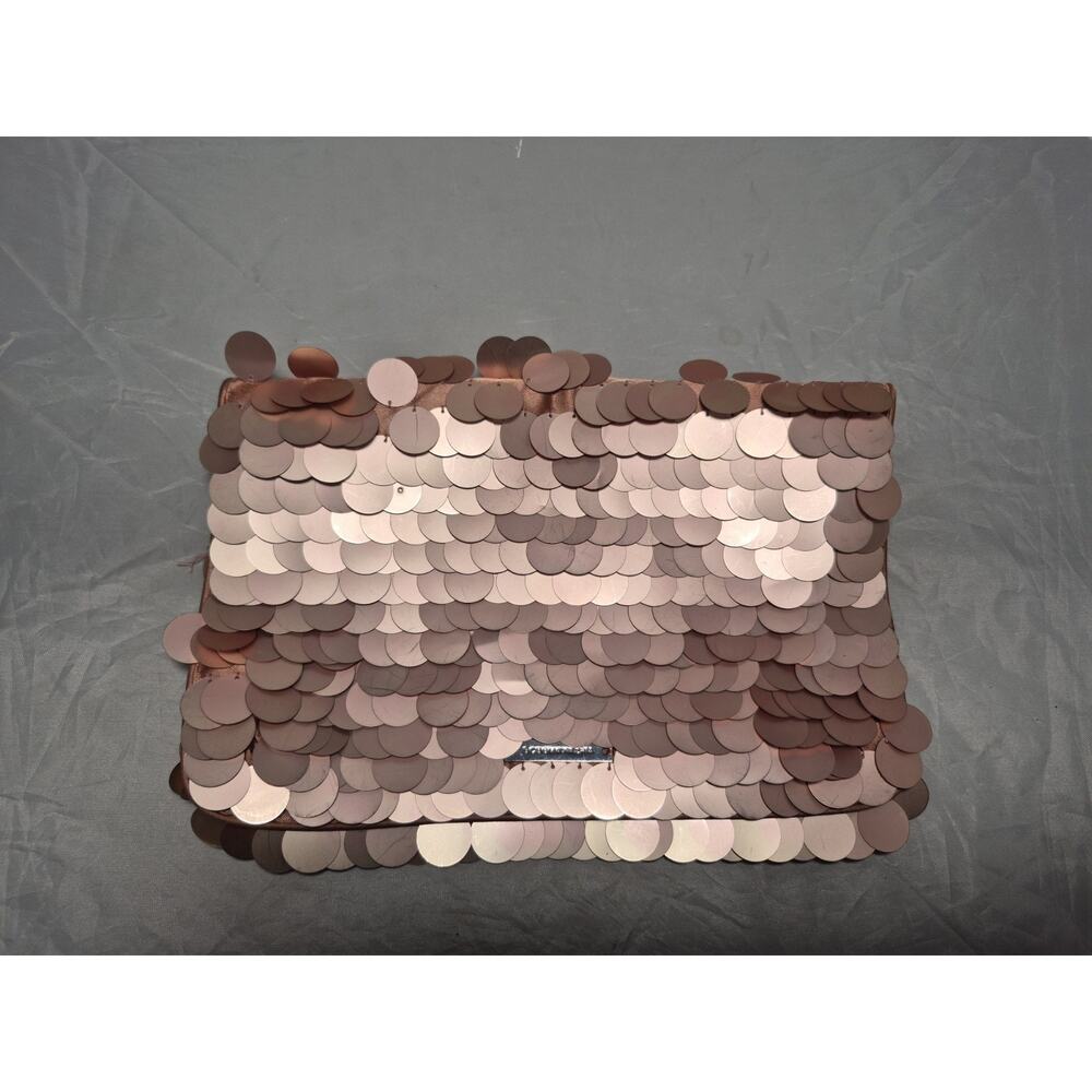 💥 BCBG Max Azria Sequin Foldover Clutch Rose Gold Purse